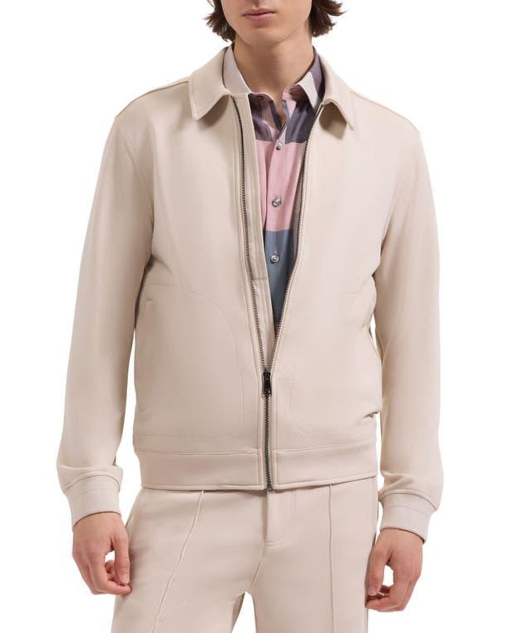 Bugatchi Natural Soft Touch Blouson Knit Jacket for men