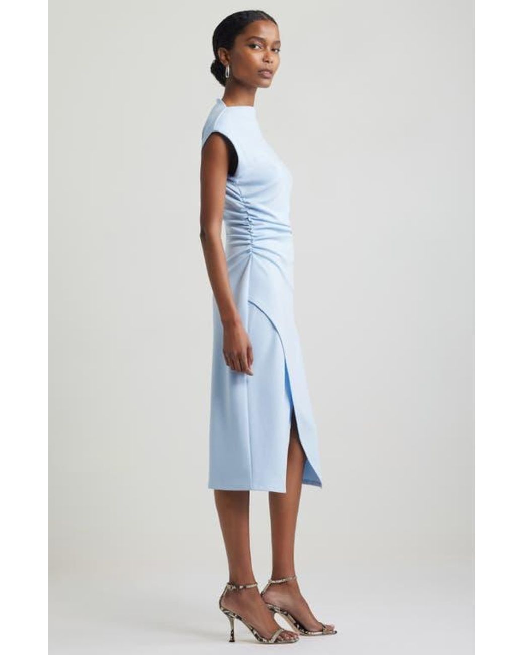 knee length dresses for ladies Blue Ruched Paige Maxi Dress main image 0