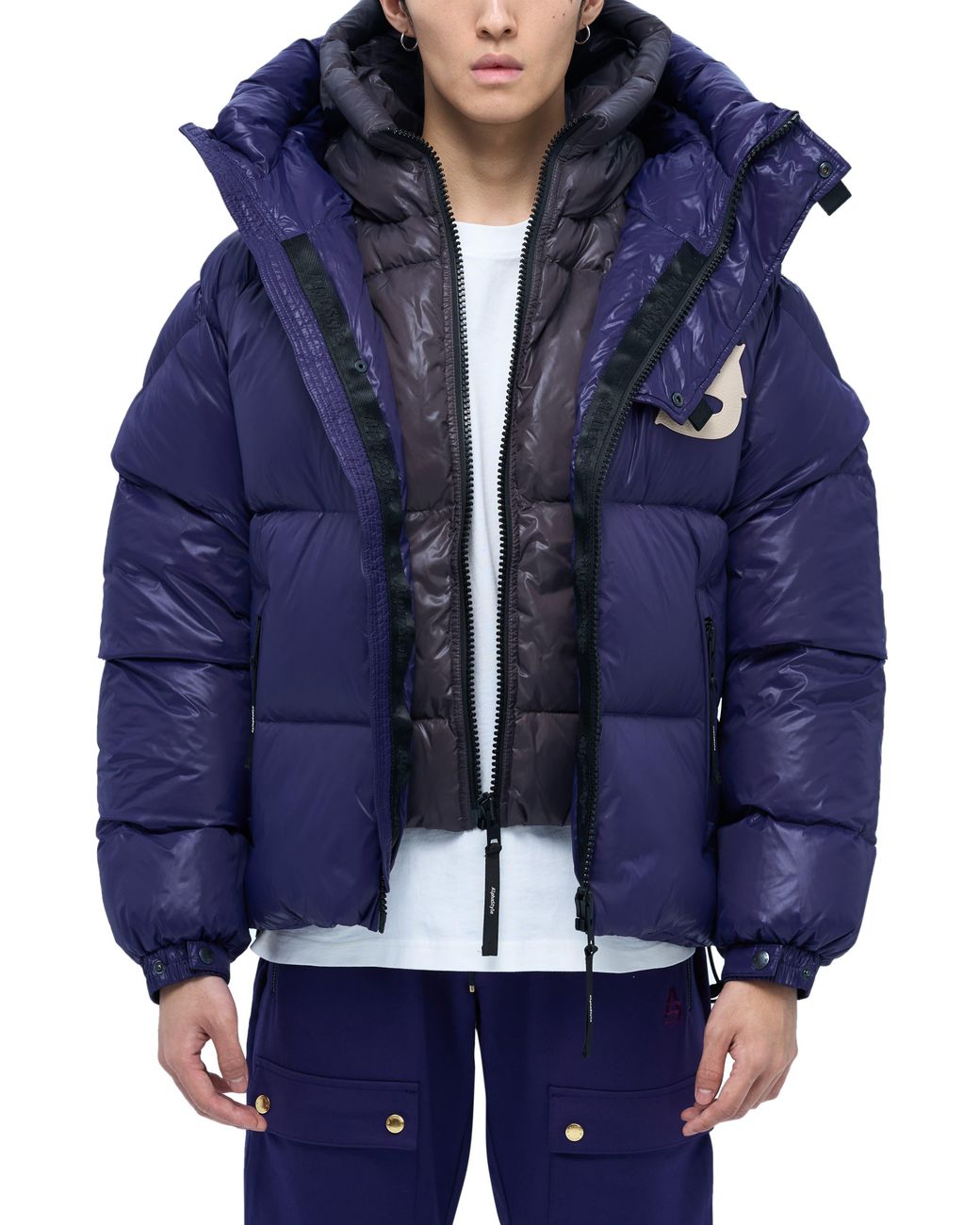Alpha Style Blue Kudu Hooded Puffer Down Jacket