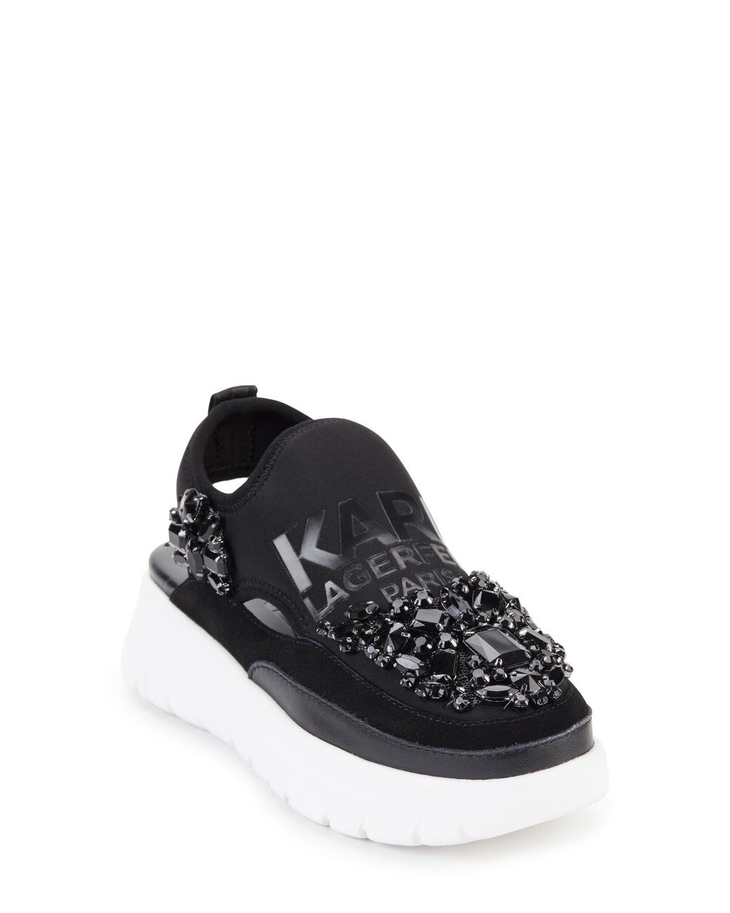 Karl Lagerfeld Mika Crystal Slip-on Platform Sneaker in Black | Lyst