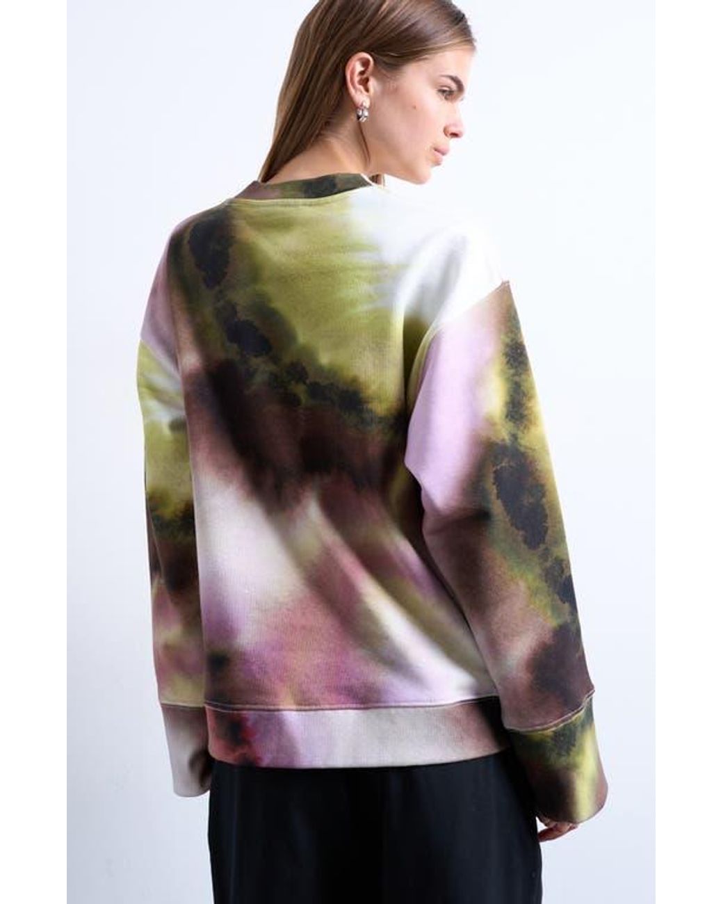 TOPSHOP Pink Tie Dye Oversize Cotton Blend Sweatshirt