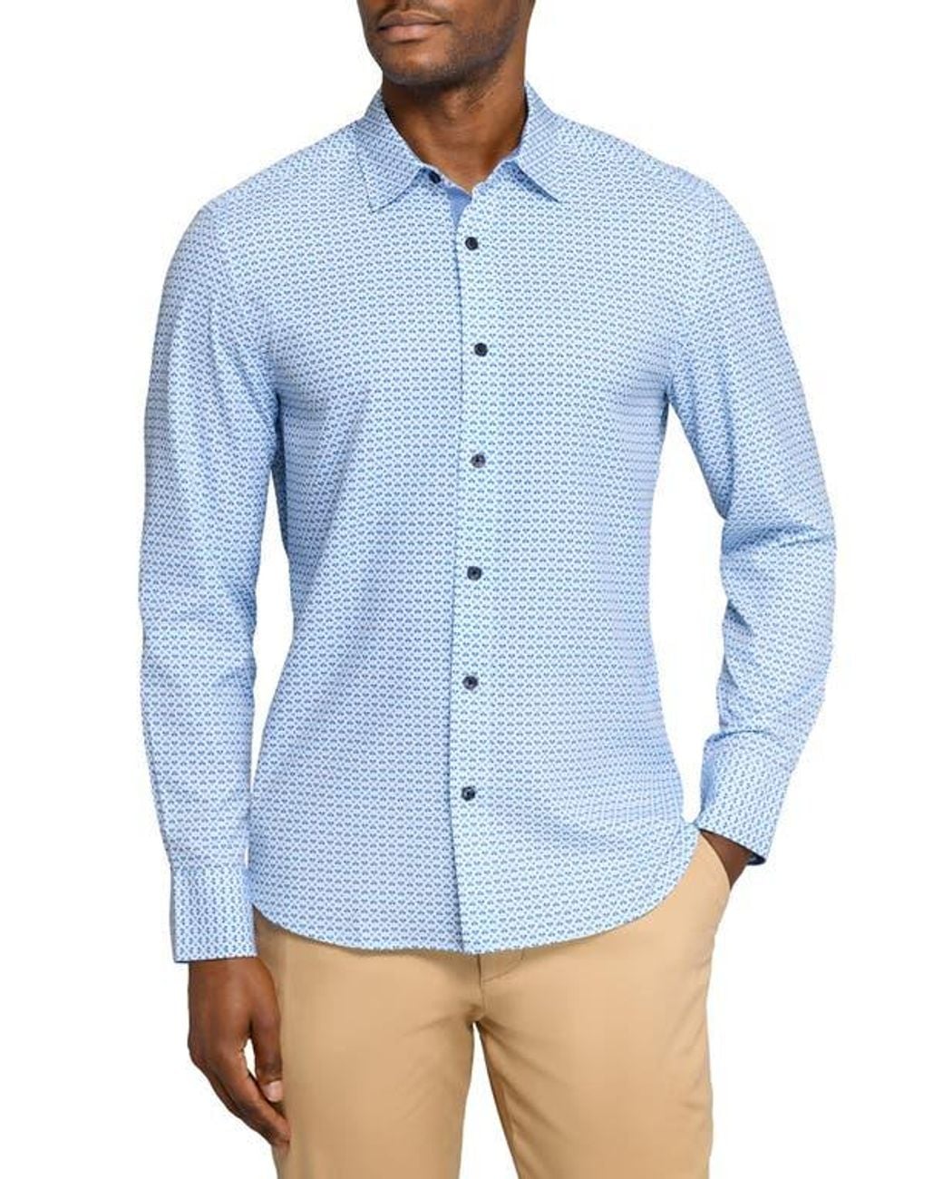 Con.struct Blue Square Geo Woven Long Sleeve Basic for men
