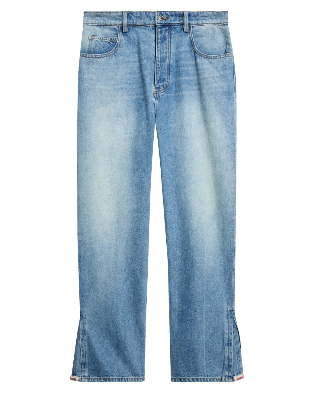 NAHMIAS Blue Split Cuff Straight Leg Jeans for men