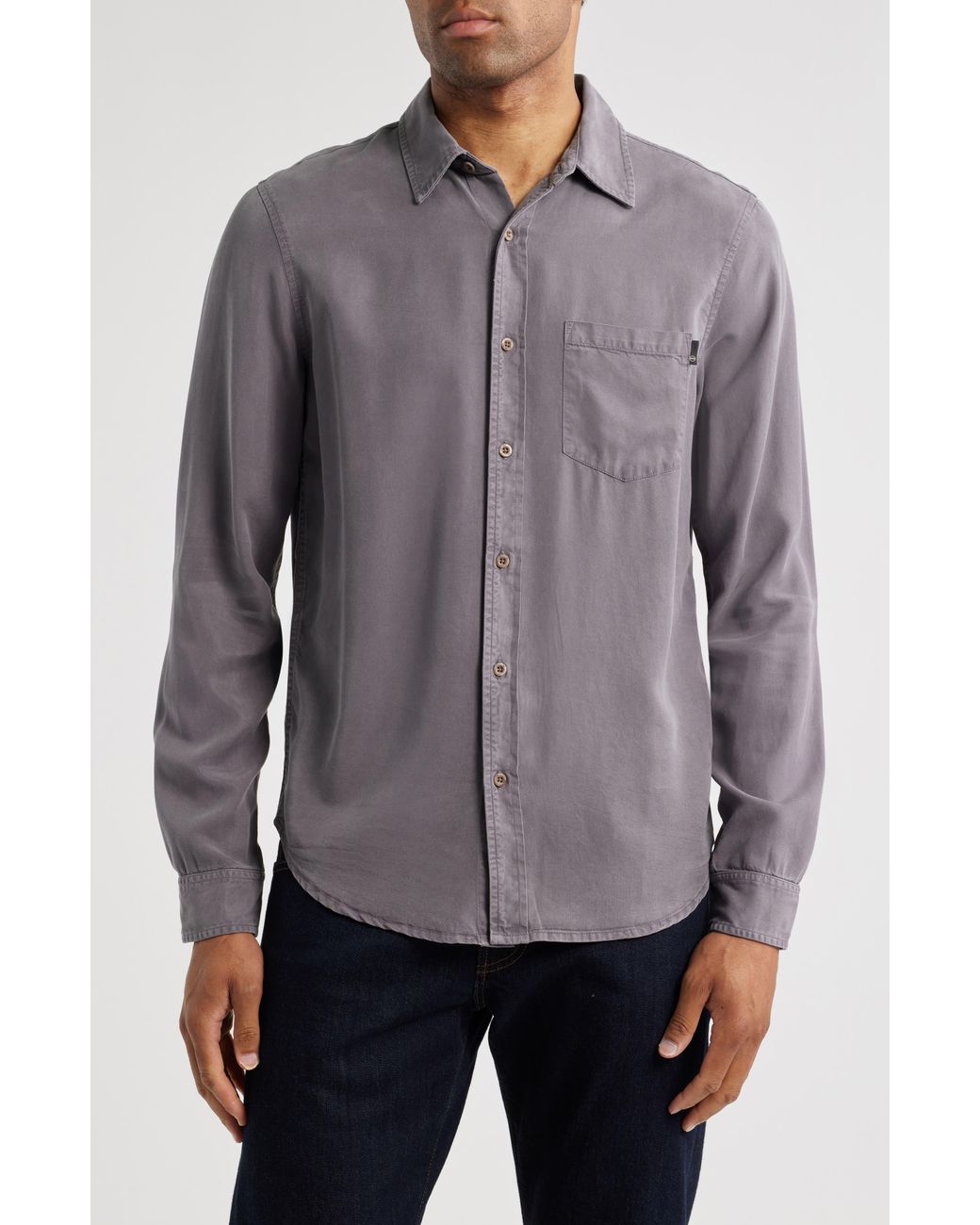 AG Jeans Gray Aiden Solid Lyocell Button-Up Shirt for men