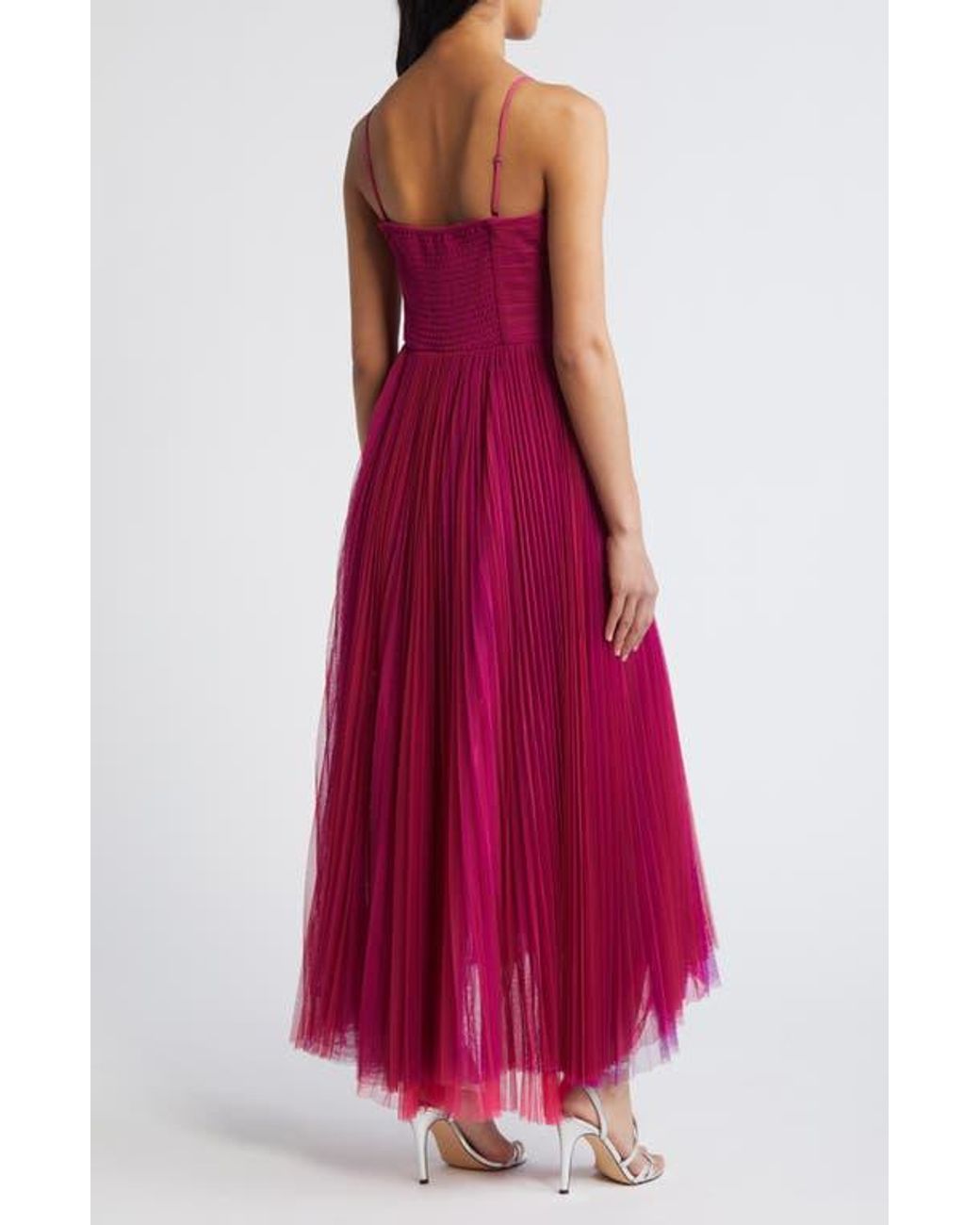 Chelsea28 Smocked Strapless Tulle Cocktail Dress in Red
