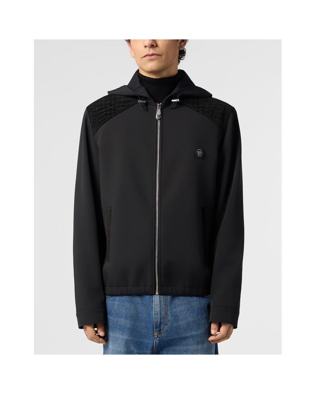 Philipp Plein Black Nylon Jacket With Cocco Inserts for men
