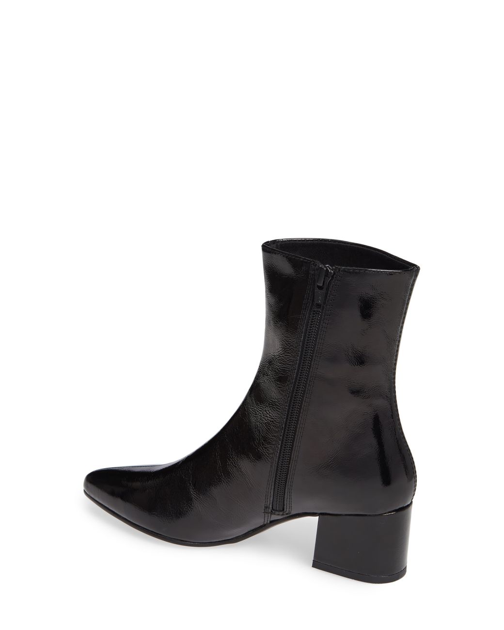 vagabond mya patent leather off white heeled ankle boot