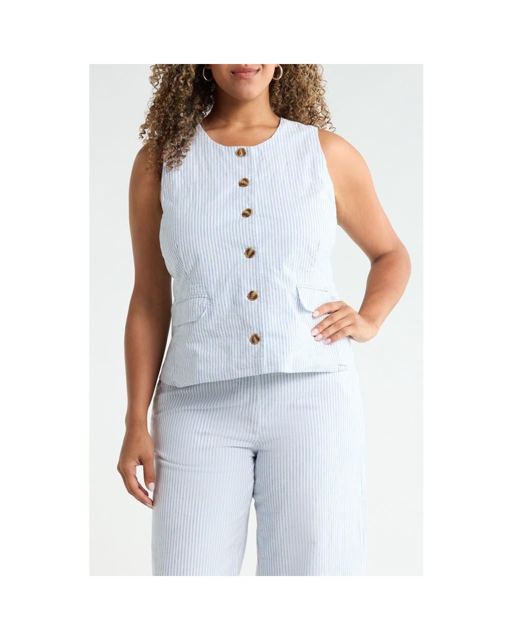 Caslon Blue Front Button Vest