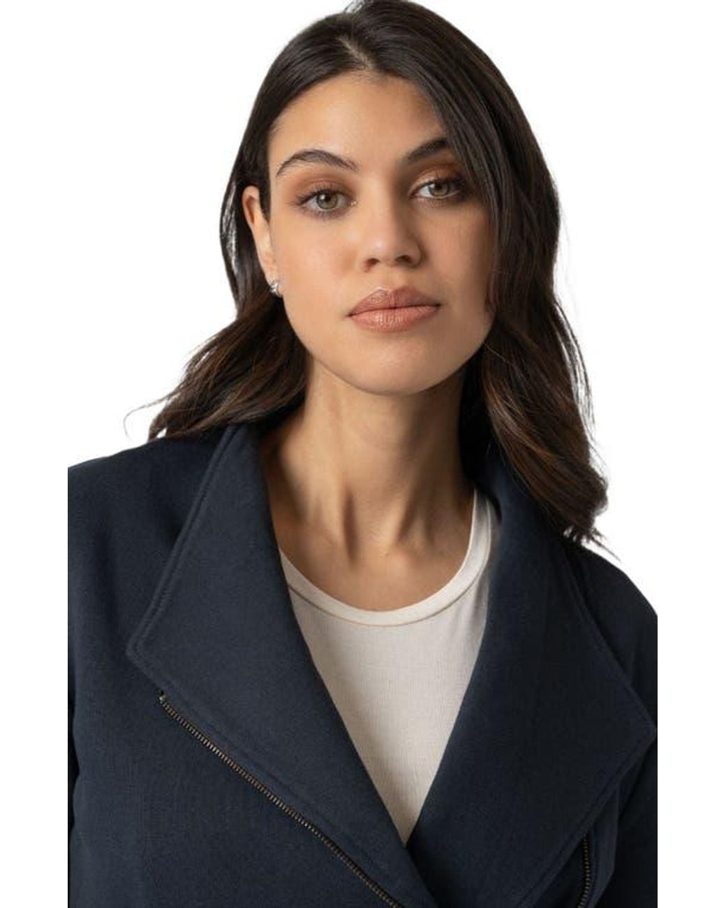 Saint + Sofia Blue Cotton Biker Jacket