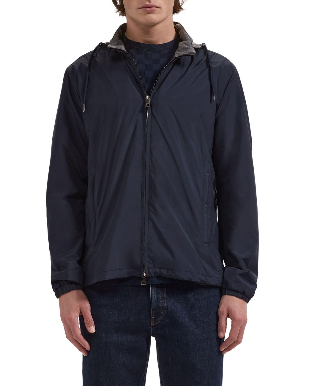Bugatchi Blue Performance Jacket With Removable Hood for men