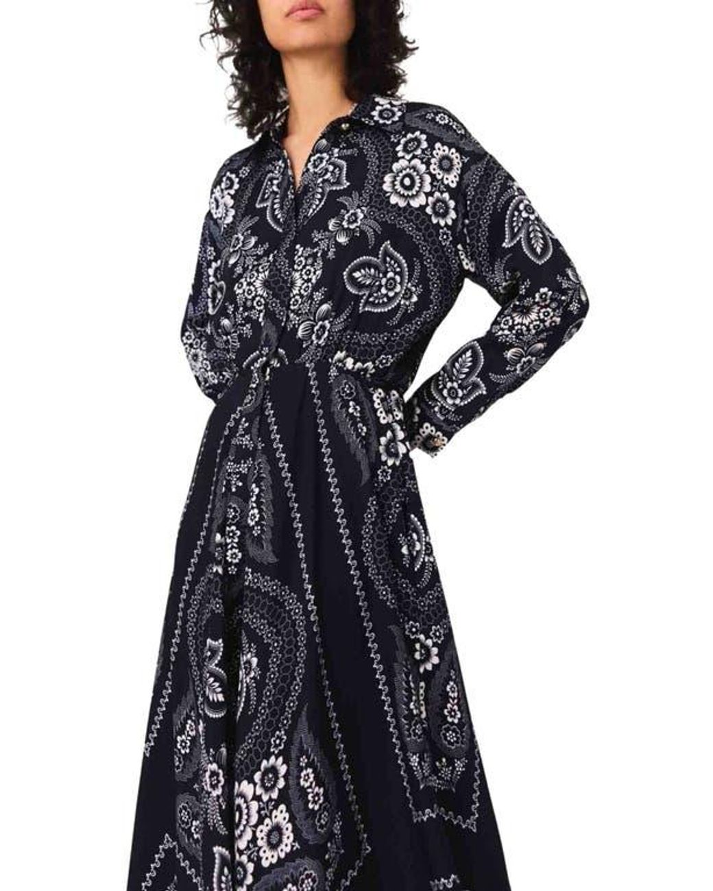 Maje Maxi Bandana Print Dress in Blue | Lyst