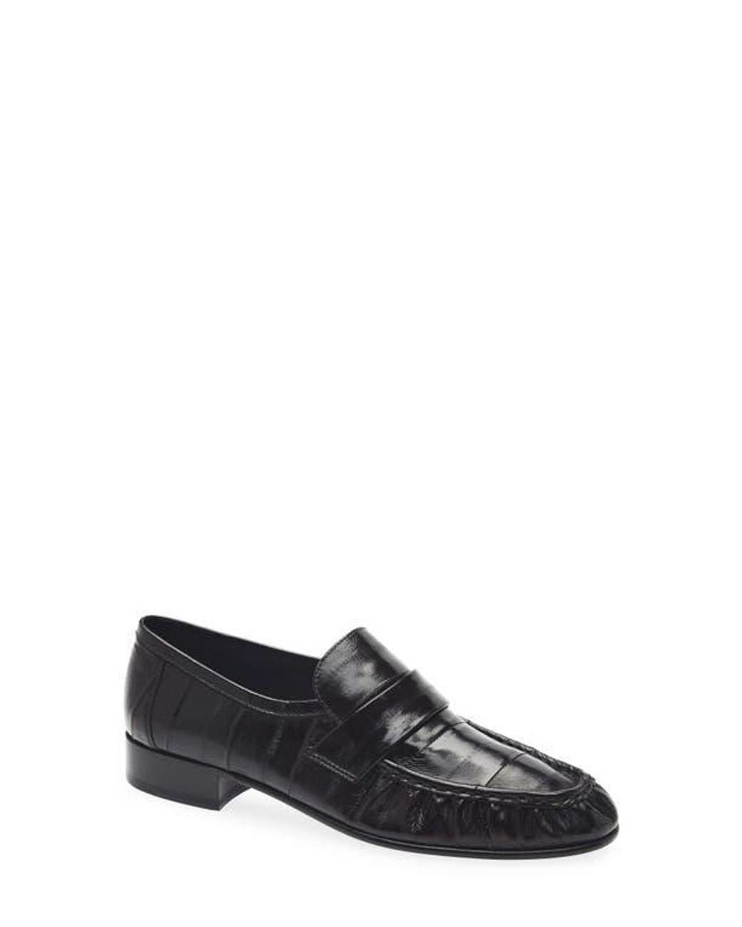 The Row Black Soft Eelskin Loafer