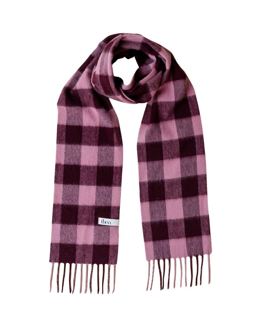 TBCo Purple Lambswool Checkered Skinny Scarf