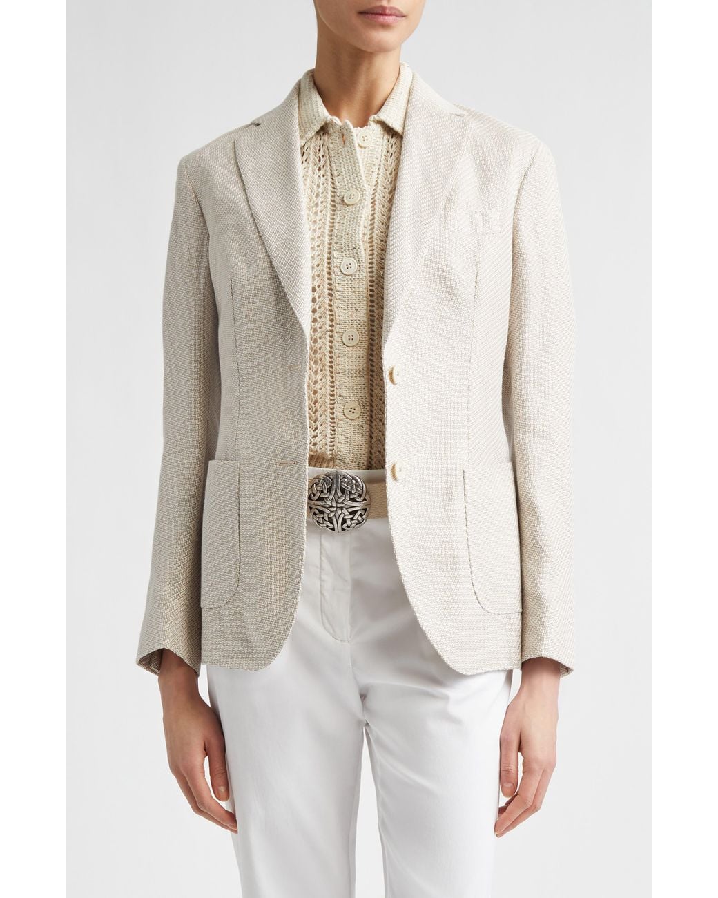 Eleventy Natural Silk, Linen & Cotton Jacket