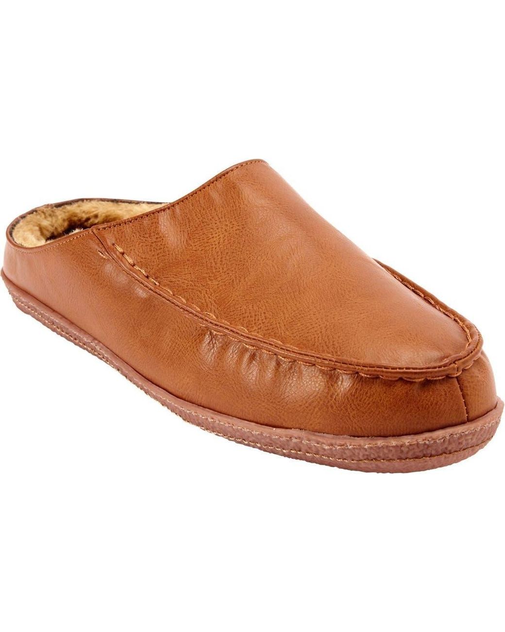 Kingsize Brown Fur-Lined Clog Slippers for men
