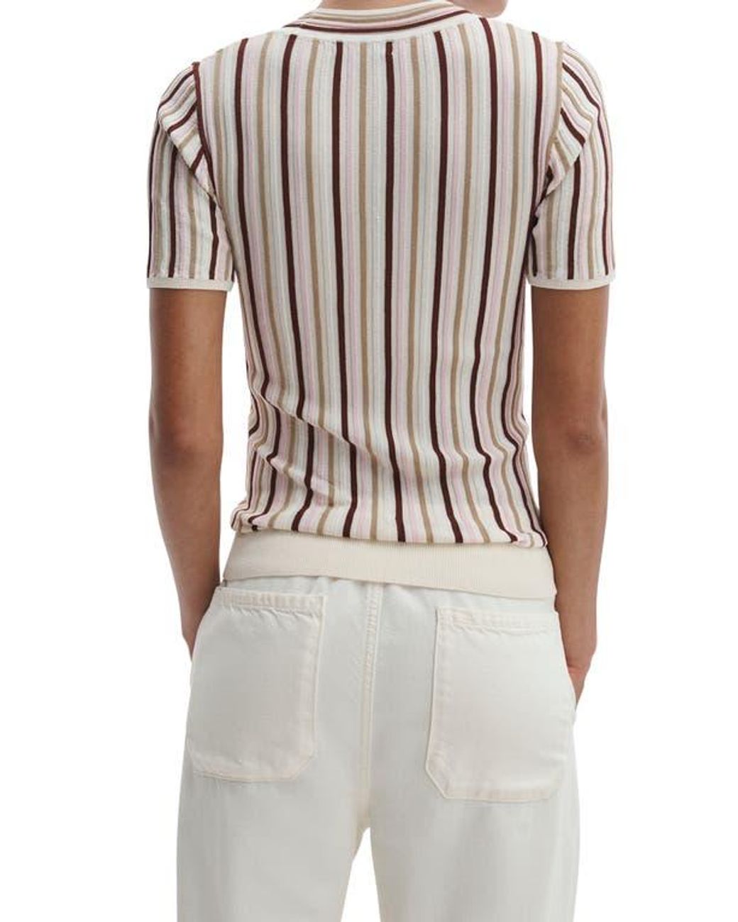 Rag & Bone Victoria Stripe Rib Knit Top in Black | Lyst