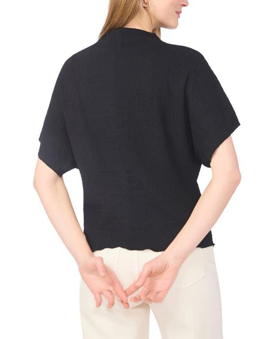 Vince Camuto Black Dolman Drape Top