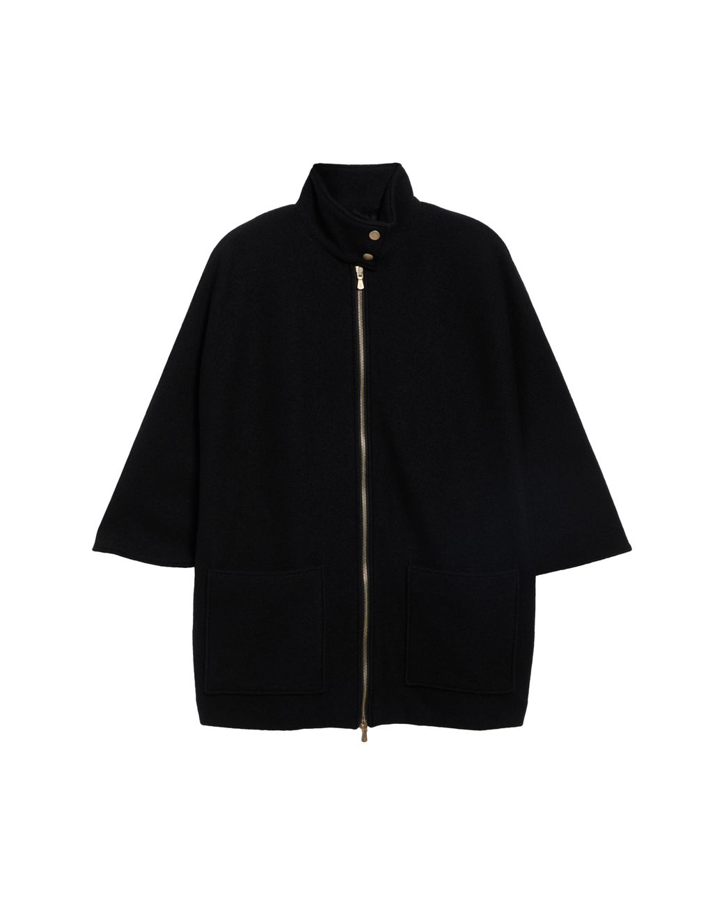 Eleventy Black Full Zip Wool Coat