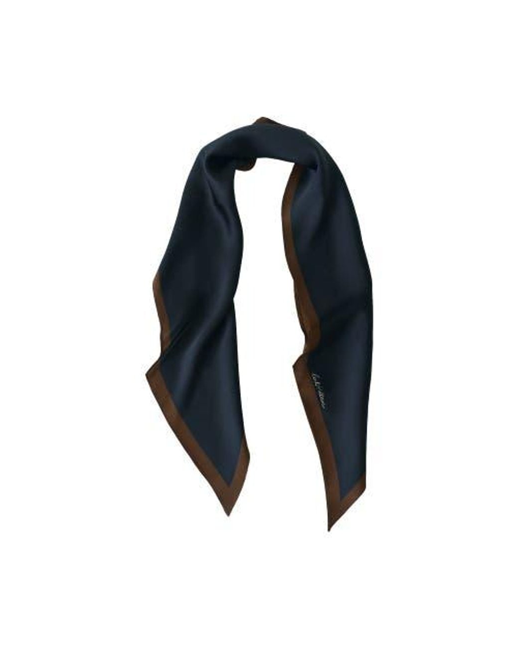 Lost Pattern Blue Satin Silk Neck Scarf