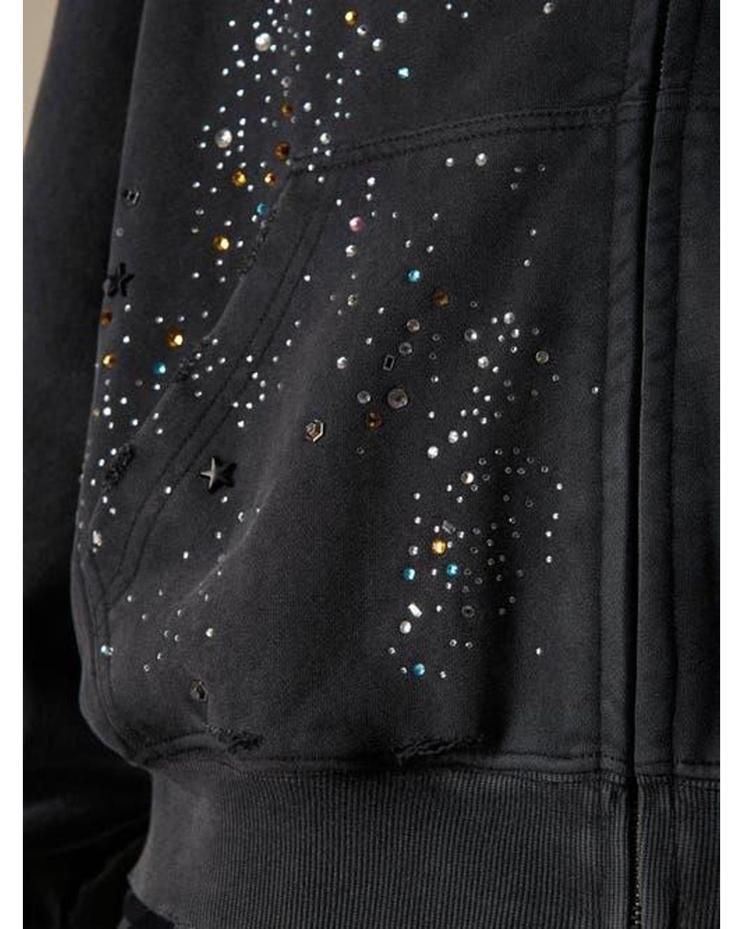 AELFRIC EDEN Rhinestone Zip Up V302 Hoodie in Natural | Lyst