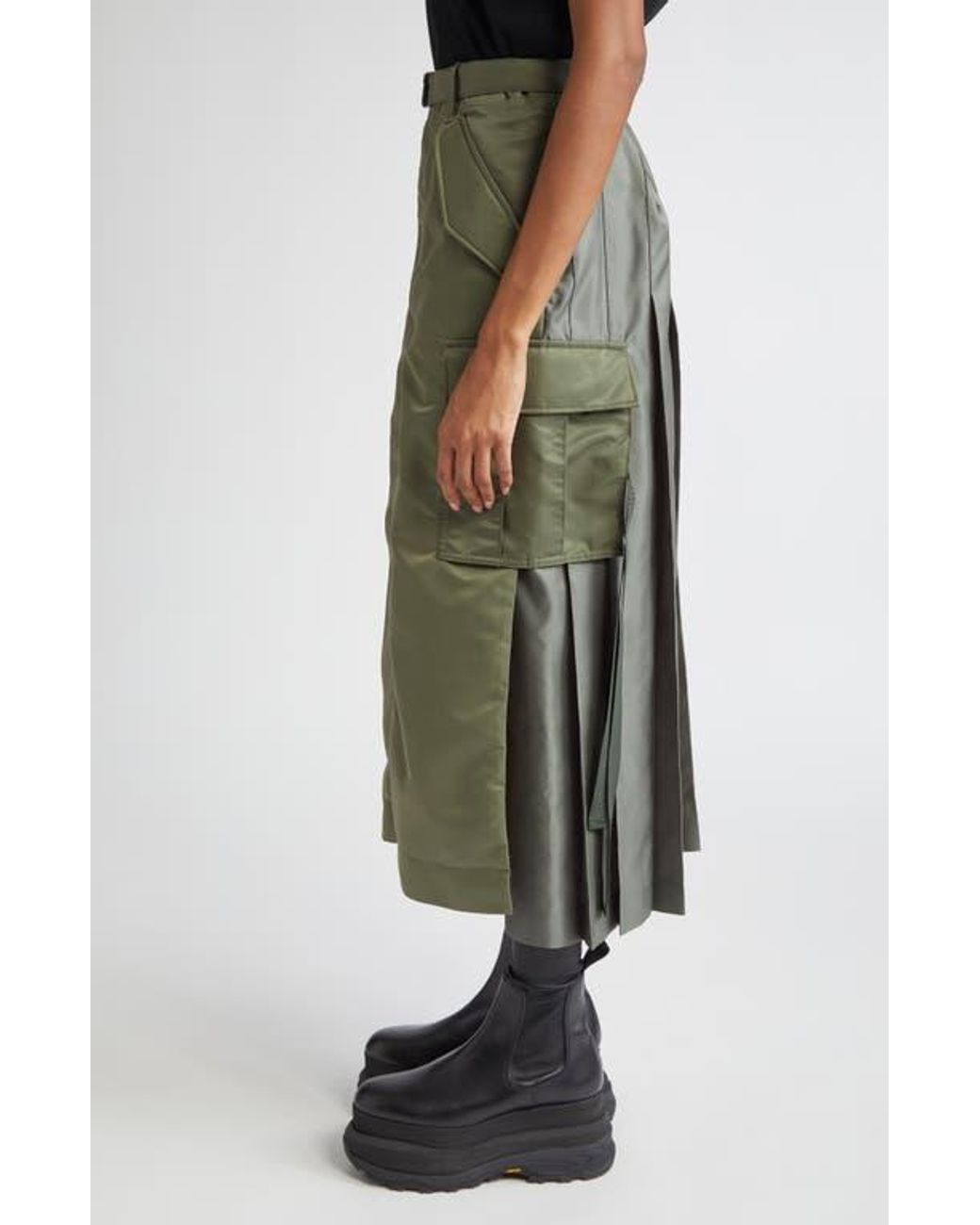 ■sacai■サカイ■Insulated Nylon Twill Midi Cargo Skirt■ Sacai Insulated Nylon Twill Midi Cargo Skirt | Nordstrom