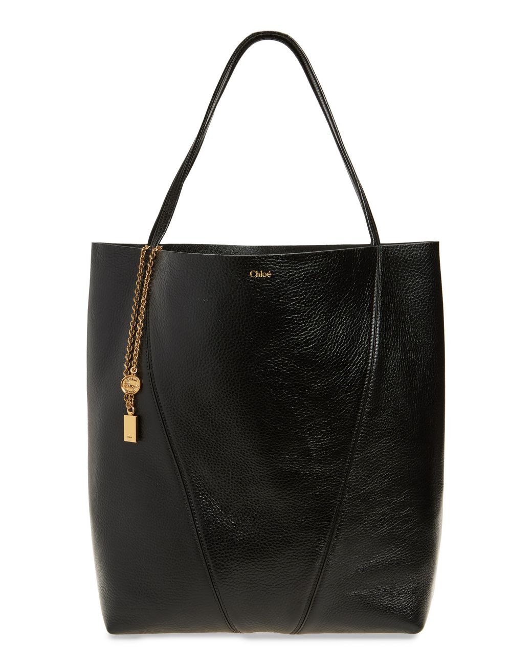 Chloé Black Large Spin Leather Tote