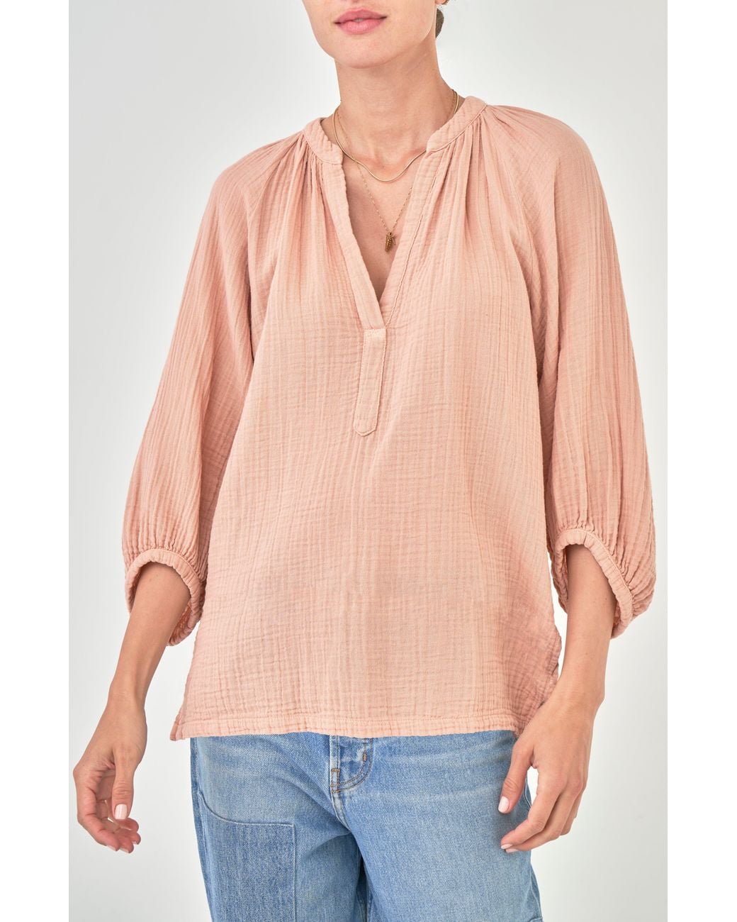 ocean + main Blue Gauze Top