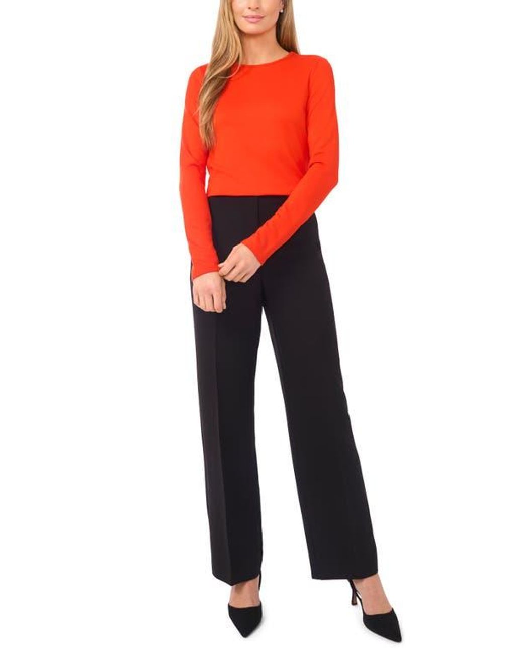 Halogen® Red Long Sleeve Knit Top