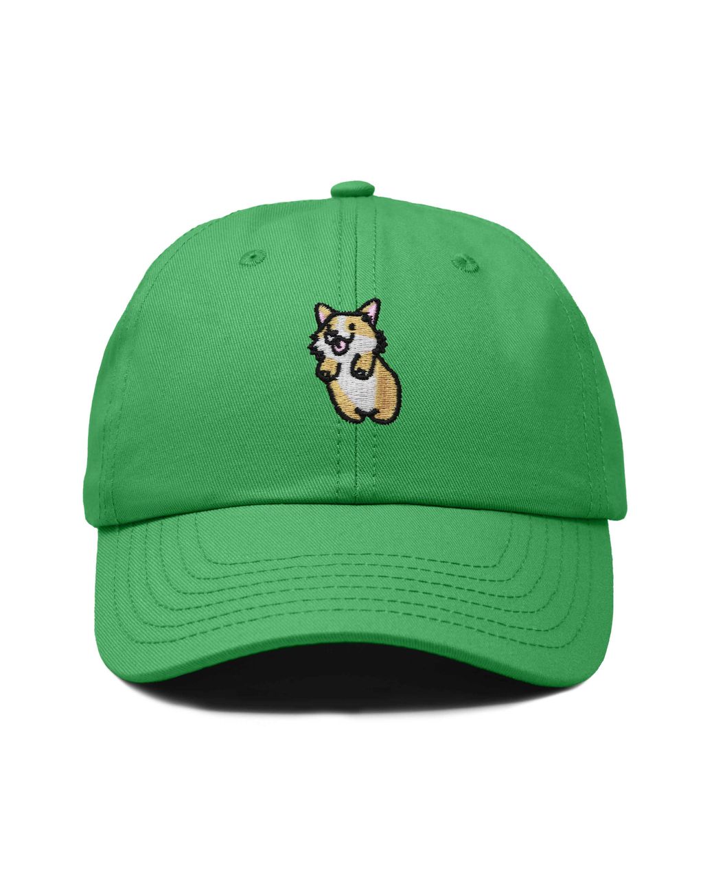 Alix Green Leaping Corgi Embroidered Cap