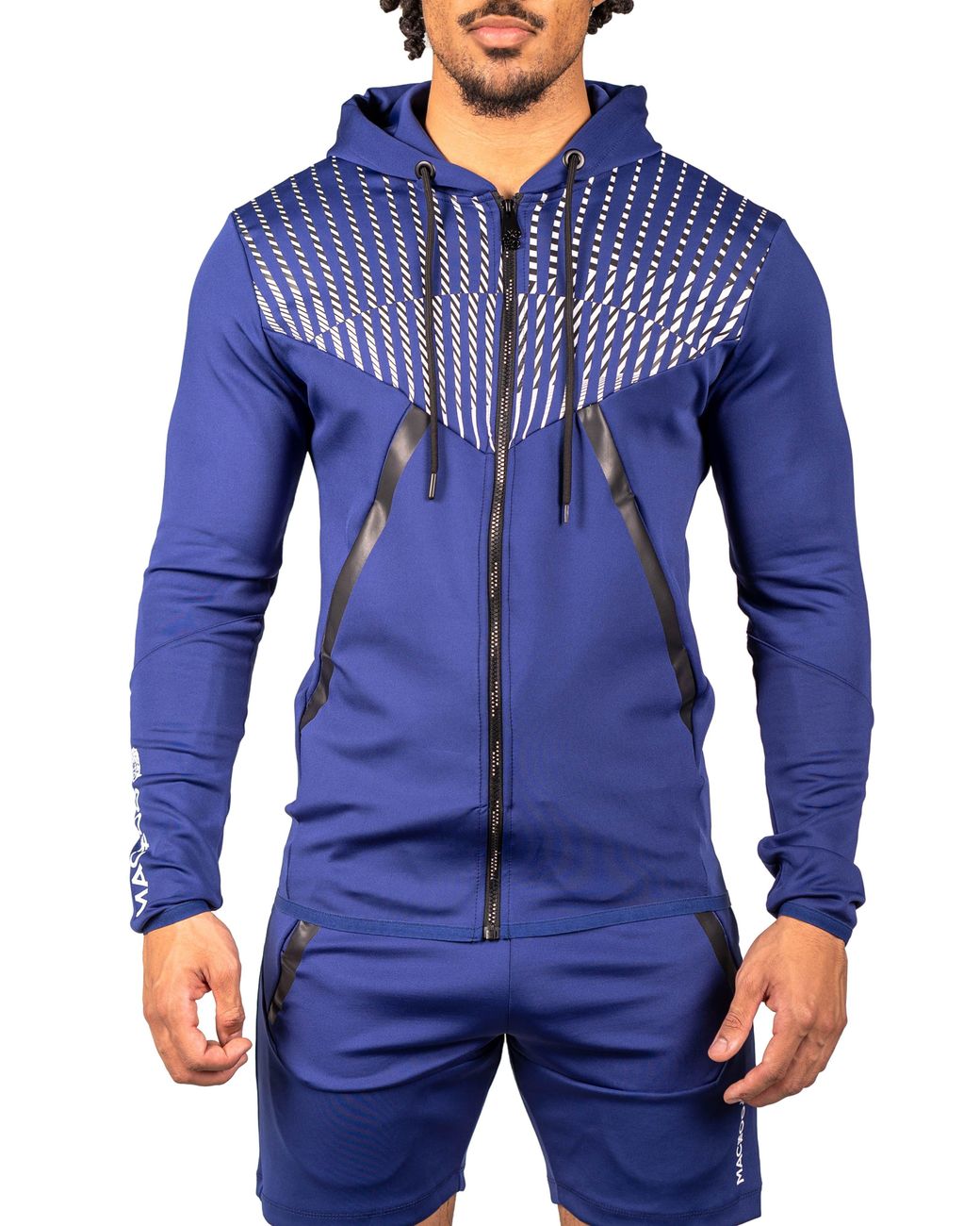 Maceoo Blue Shield Zip Hoodie for men