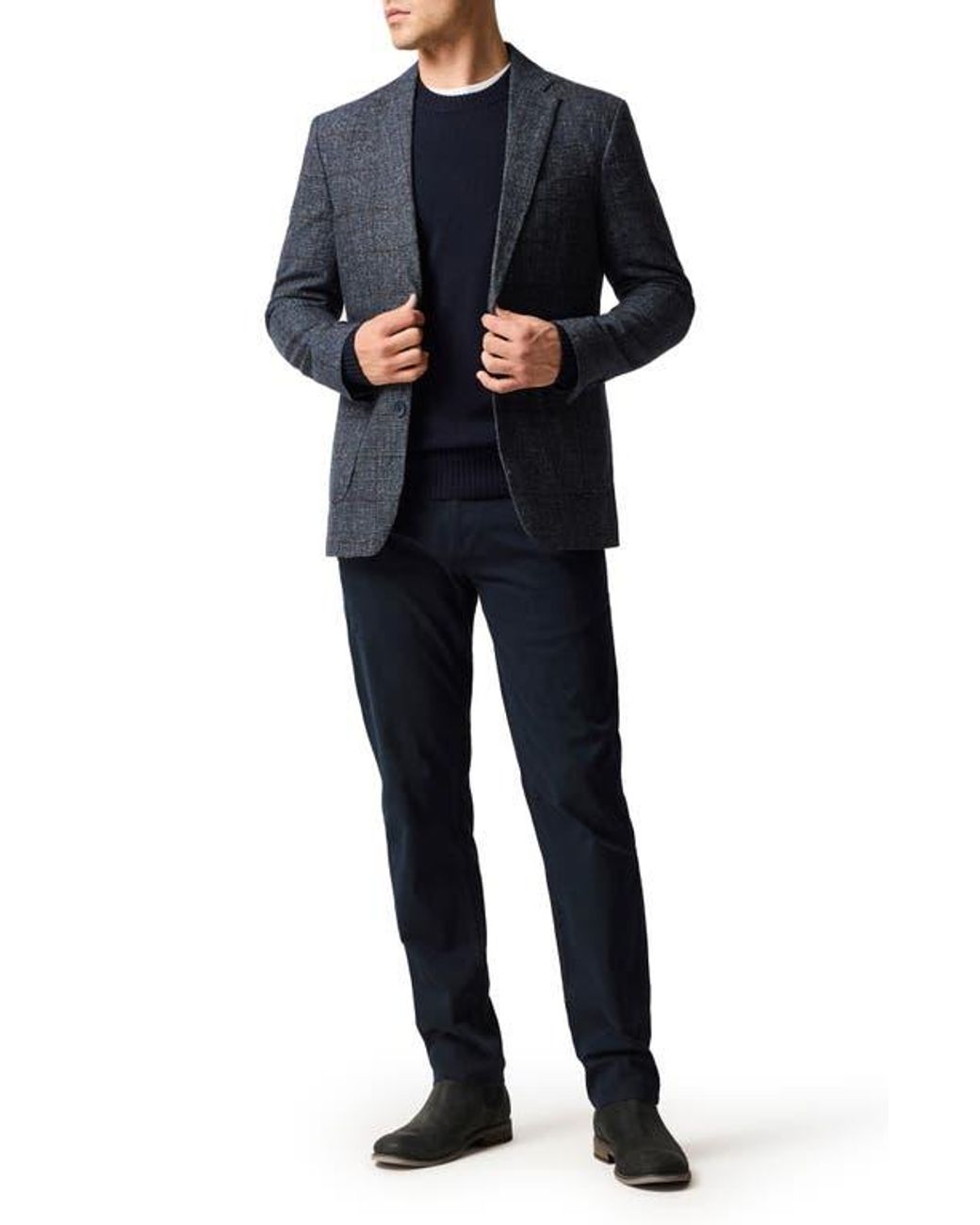 Rodd & Gunn Blue Selwyn Island Windowpane Check Wool & Cotton Blend Sport Coat for men