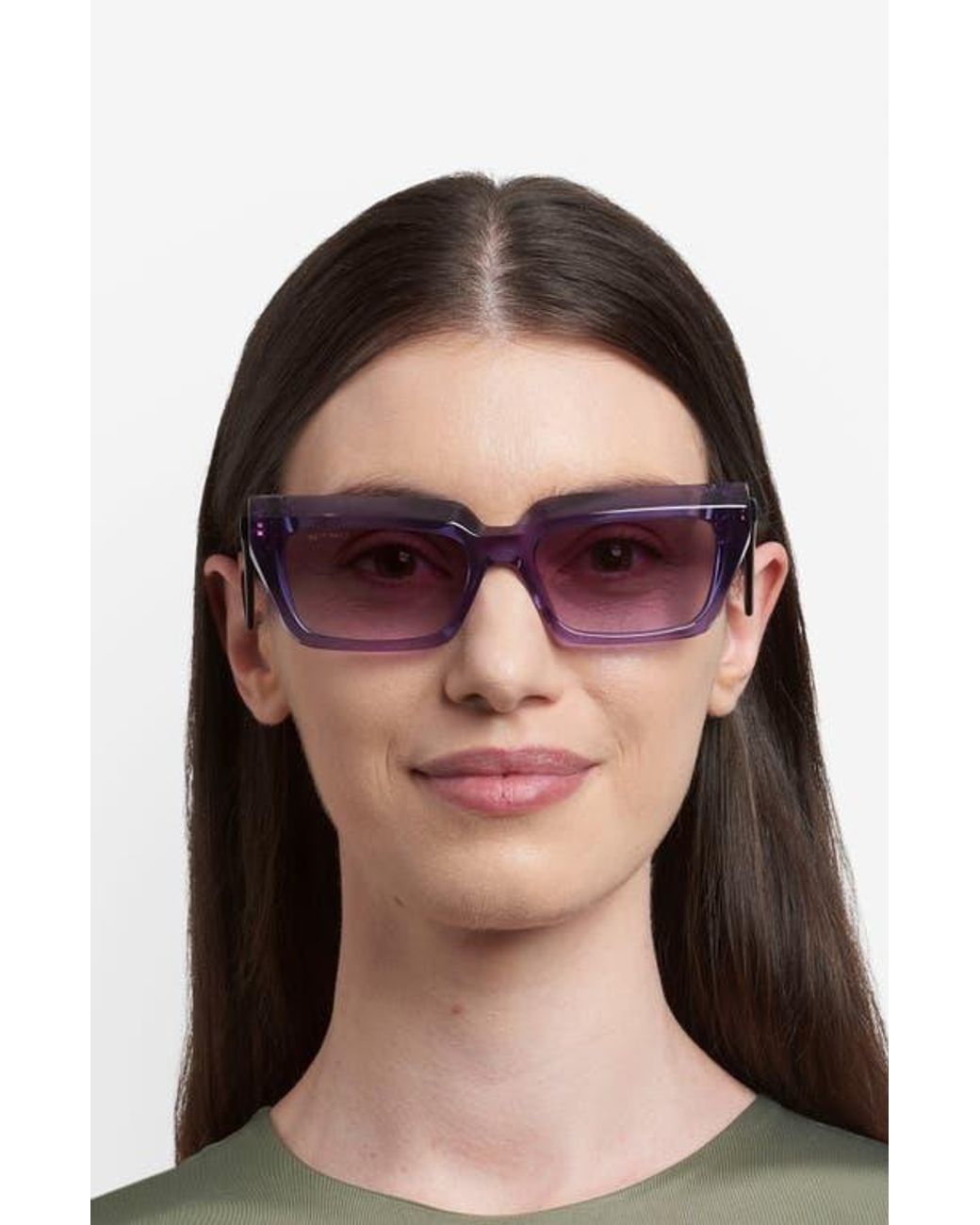 Etro Purple 55Mm Rectangular Sunglasses