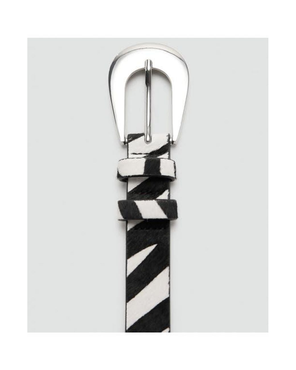 Mango Black Zebra Print Calf Hair Belt