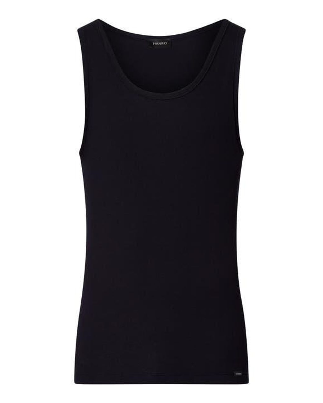 Hanro Black Cotton Essentials Cotton Tank Top for men