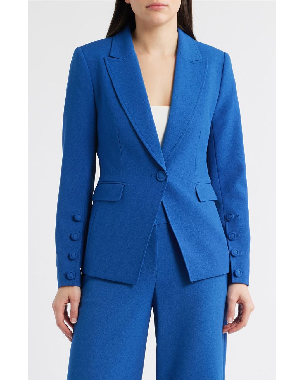 Tahari Blue One-Button Blazer