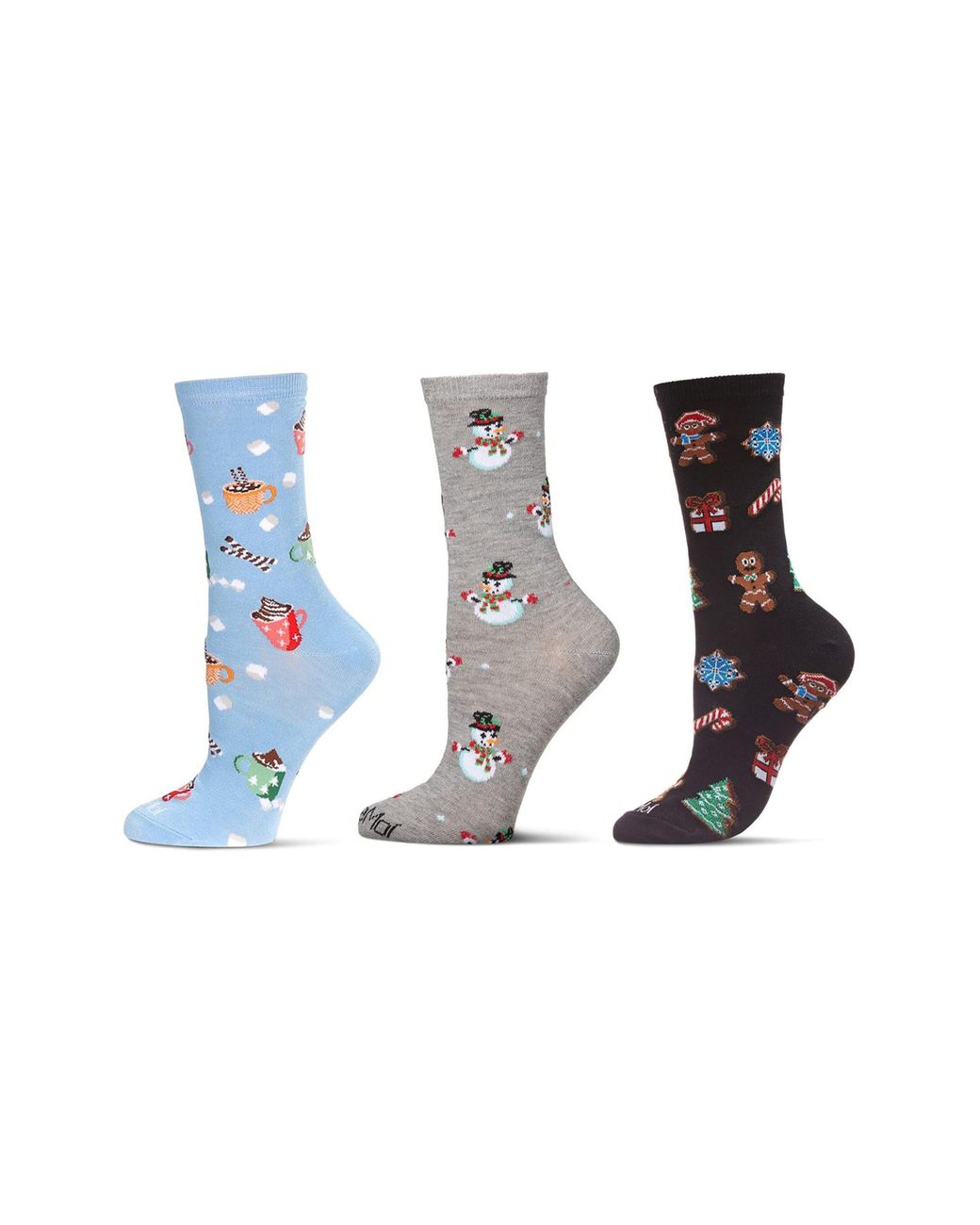 Memoi Metallic Christmas Assorted 3-Pack Crew Socks
