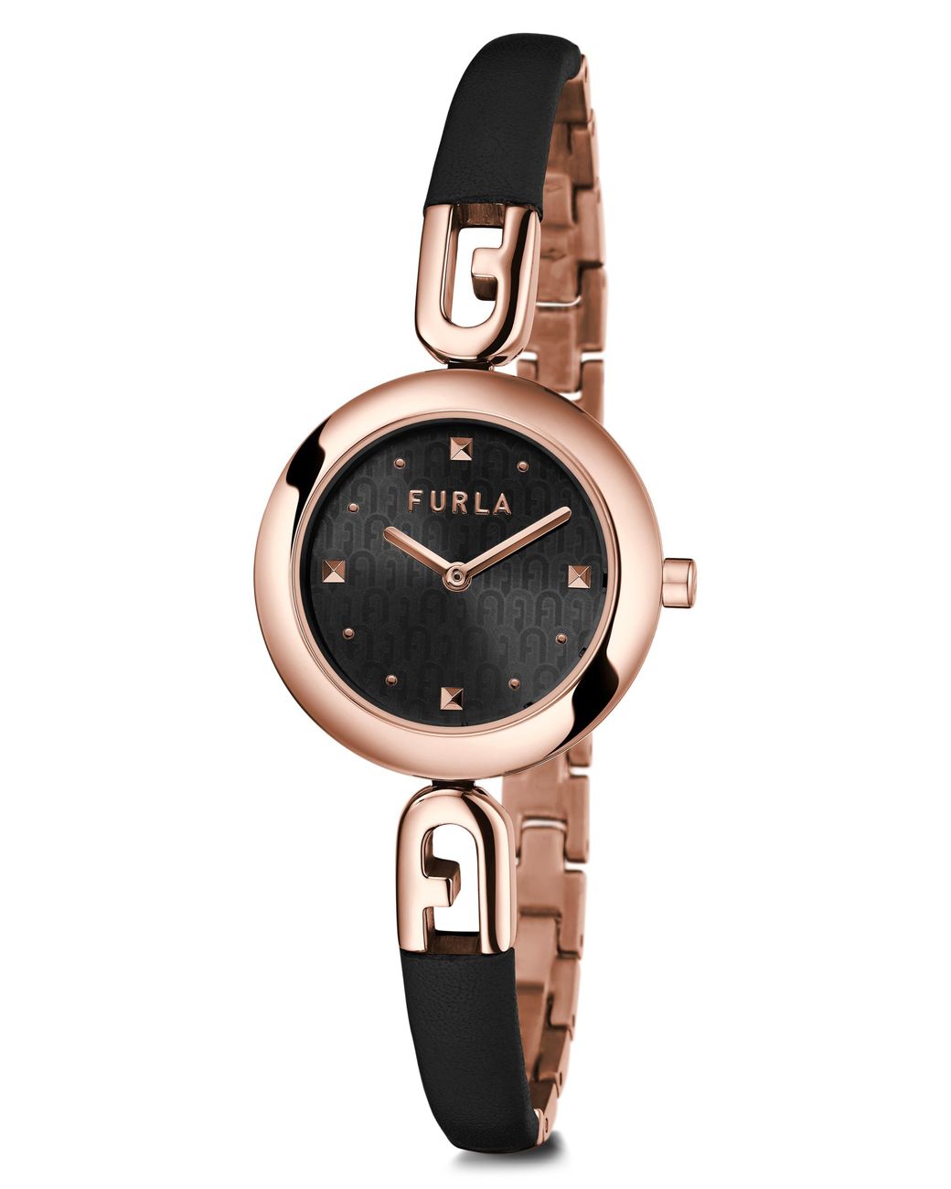 Furla Bangle Leather Strap Watch in Black for Men | Lyst