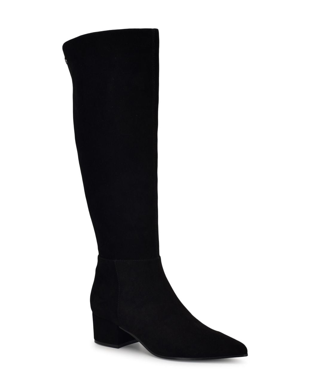 Nine West Black Pointed-Toe Knee-High Leather Boots
