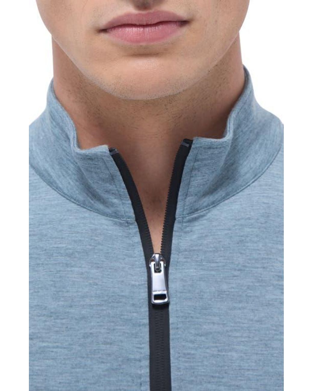 Bugatchi Blue Quarter Zip Performance Pullover for men
