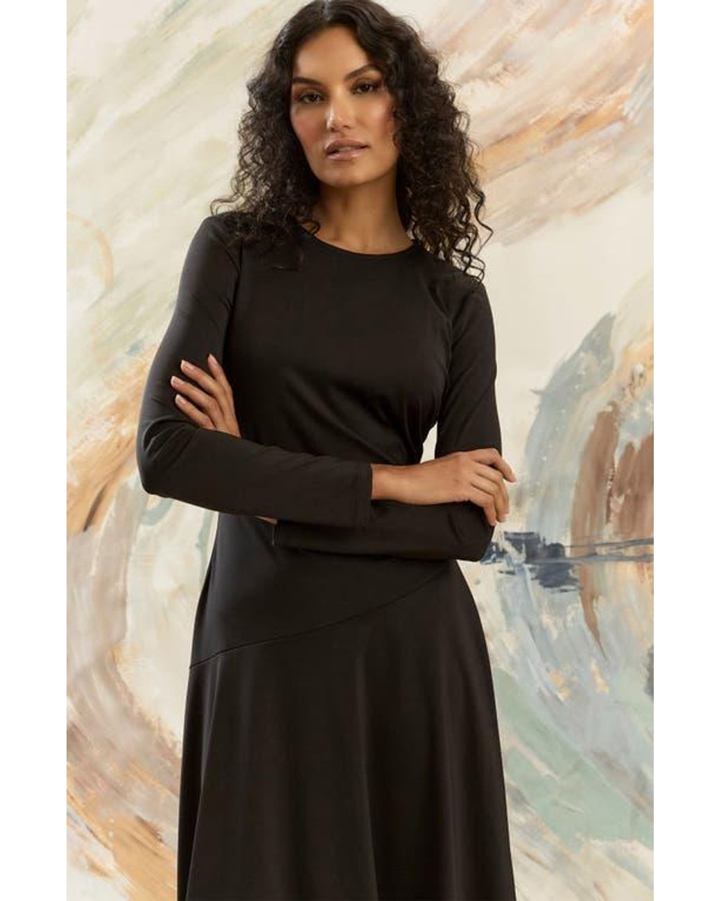 knee length dresses for ladies JEWEL-NECK ASYMMETRICAL MIDI – Maggy London