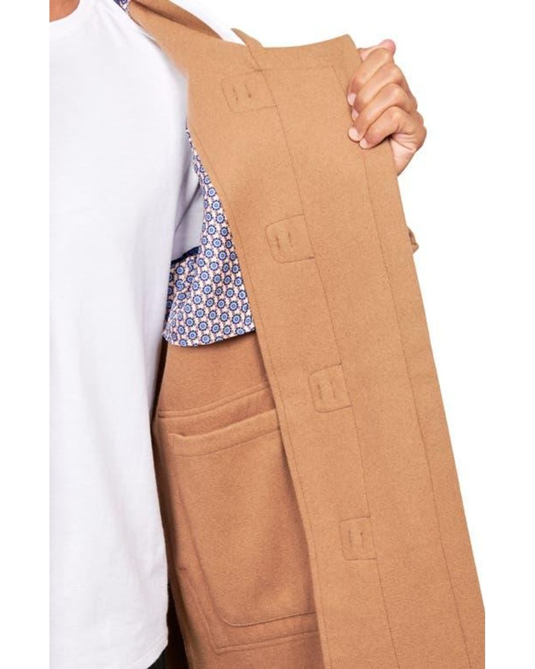 Con.struct Natural Solid Wool Toggle Coat for men