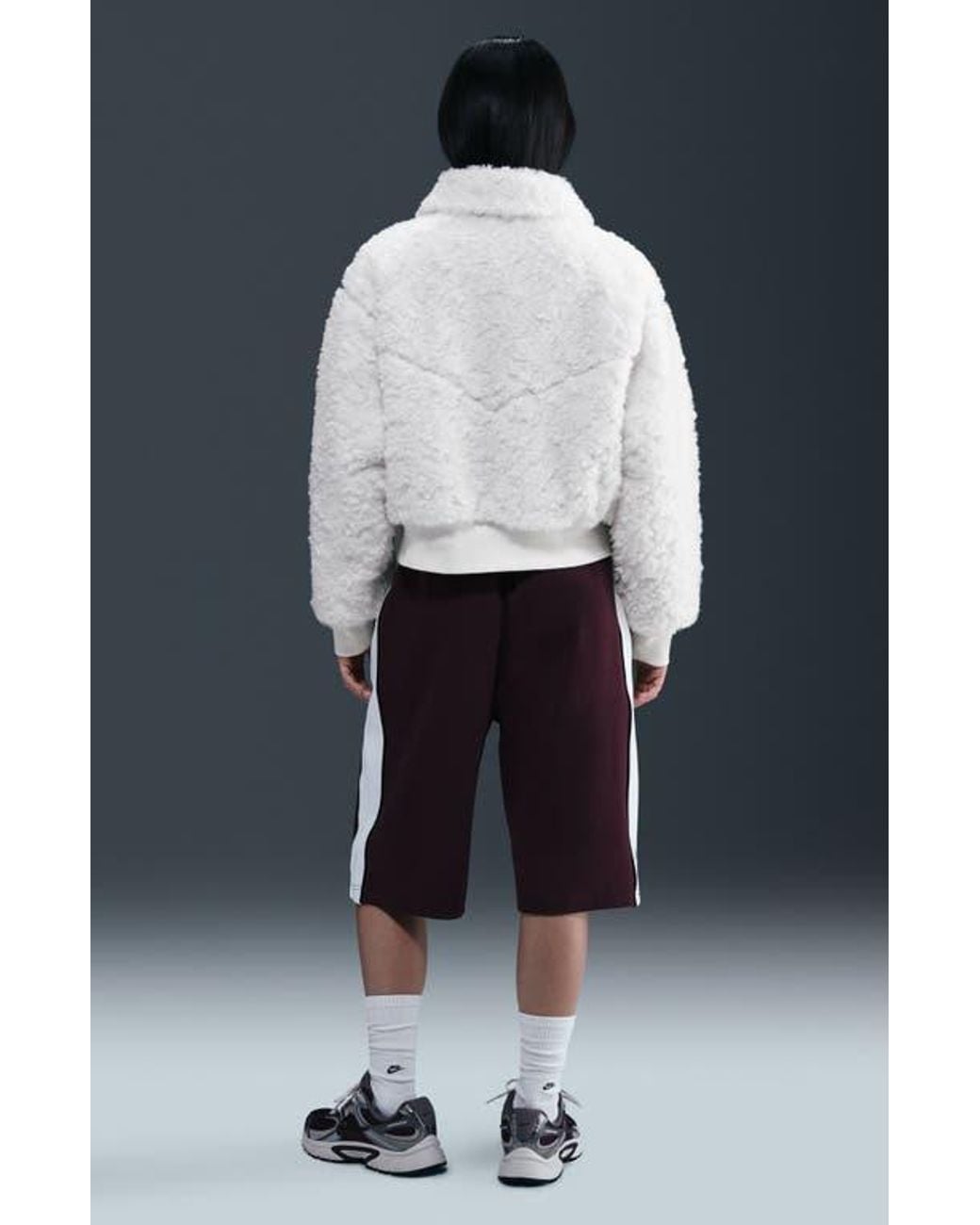 white nike faux fur jacket