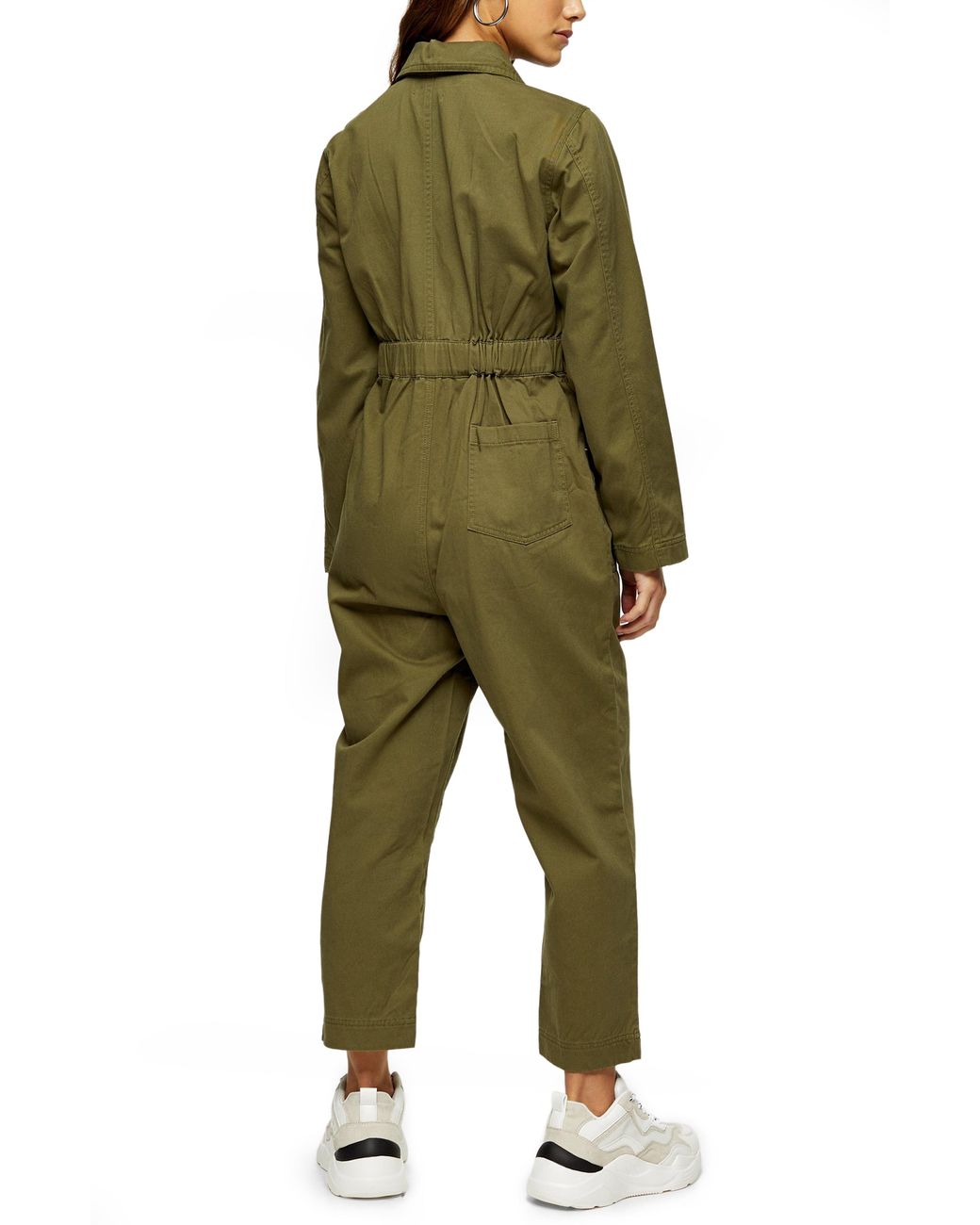 Topshop utility pocket casual jumpsuit in khaki