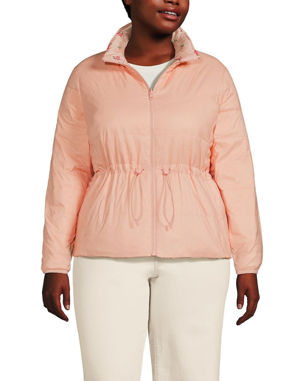Lands' End Pink Plus Size Wanderweight Reversible Packable Down Jacket