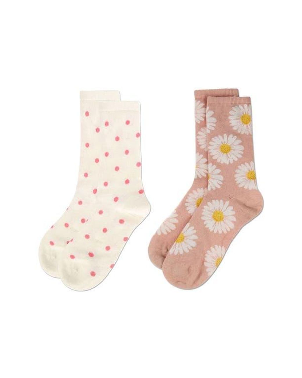 Memoi Pink Assorted 2-Pack Crew Socks