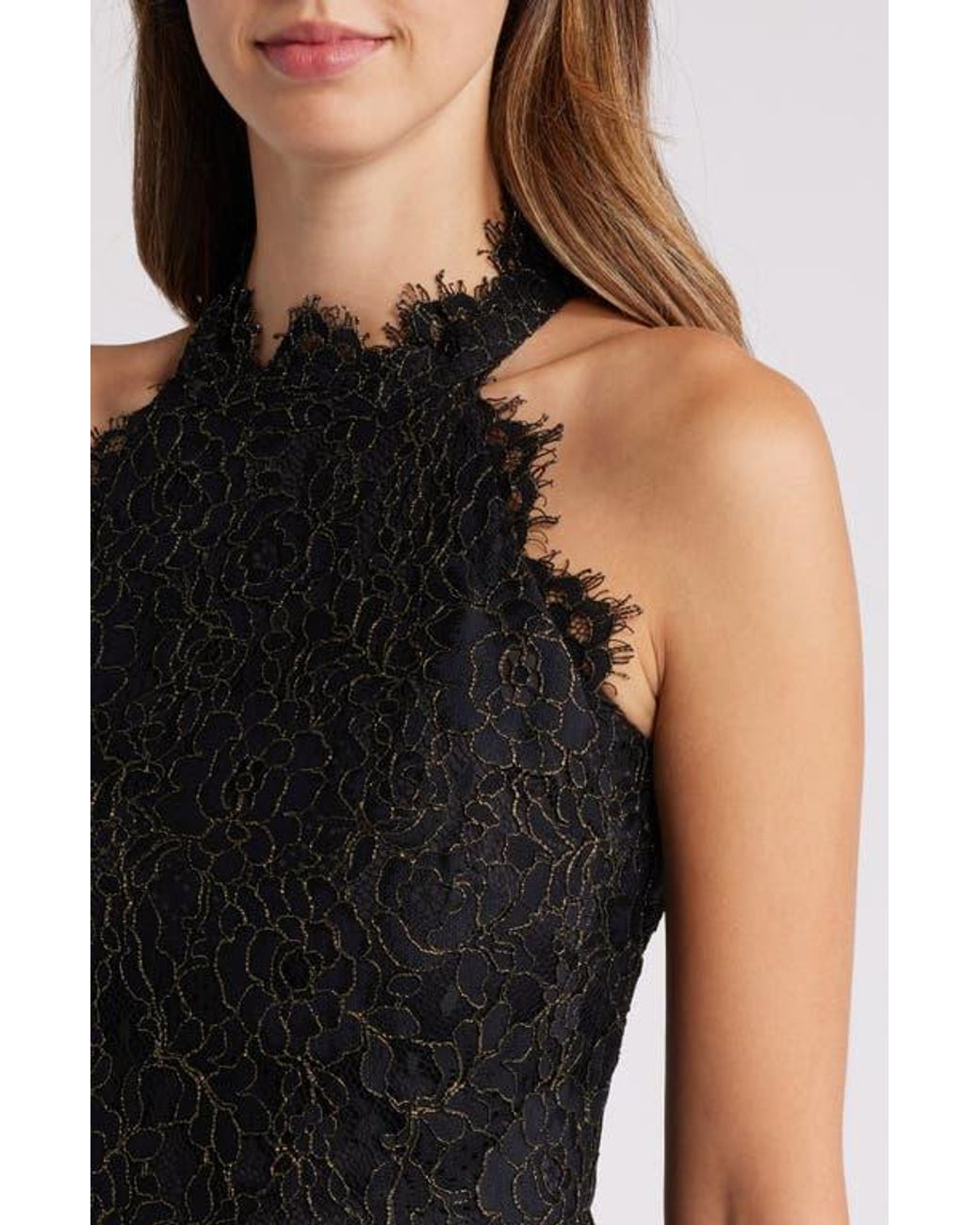 High neck lace sheath dress eliza j online