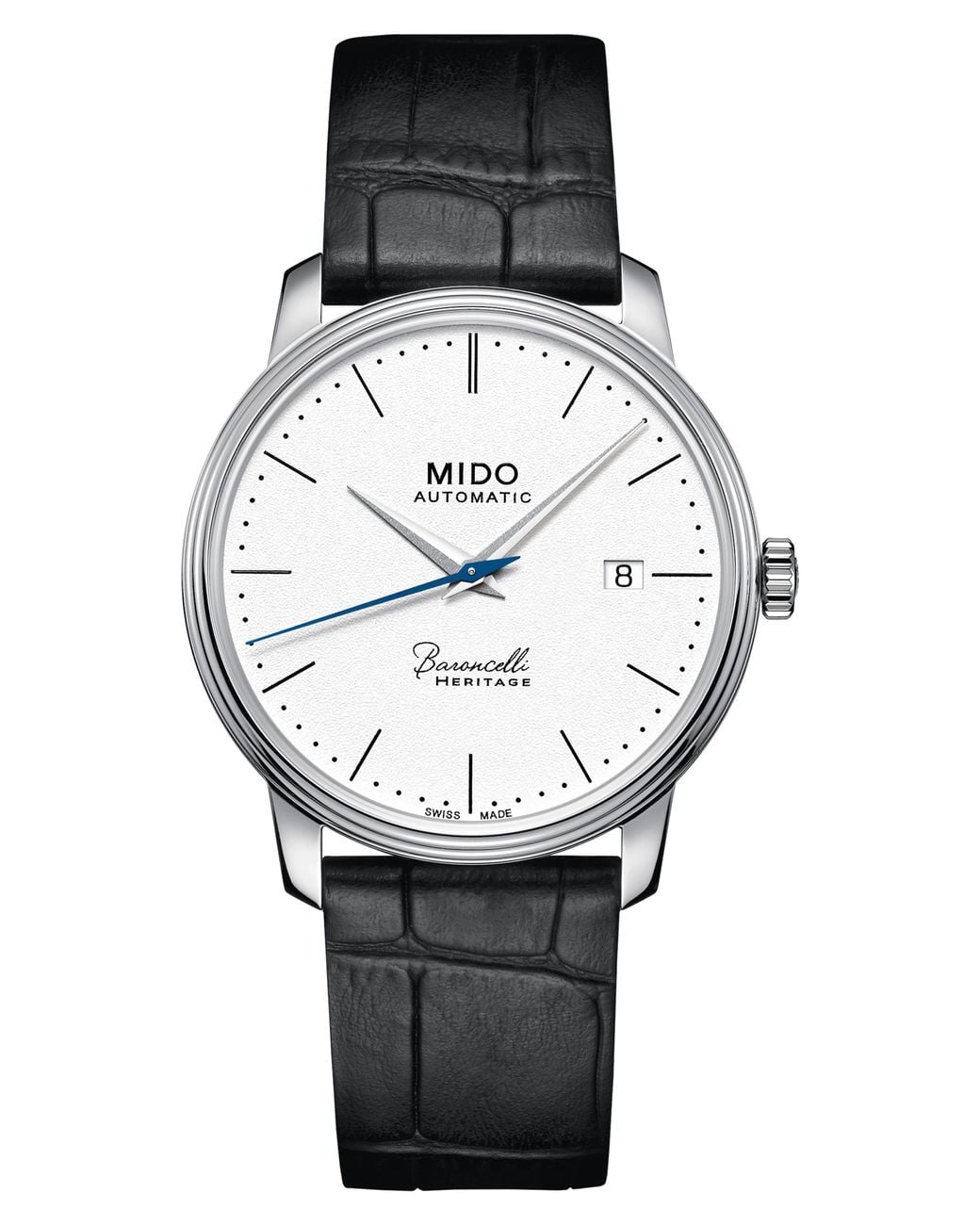 MIDO Black Baroncelli Heritage Automatic Leather Strap Watch, 39Mm