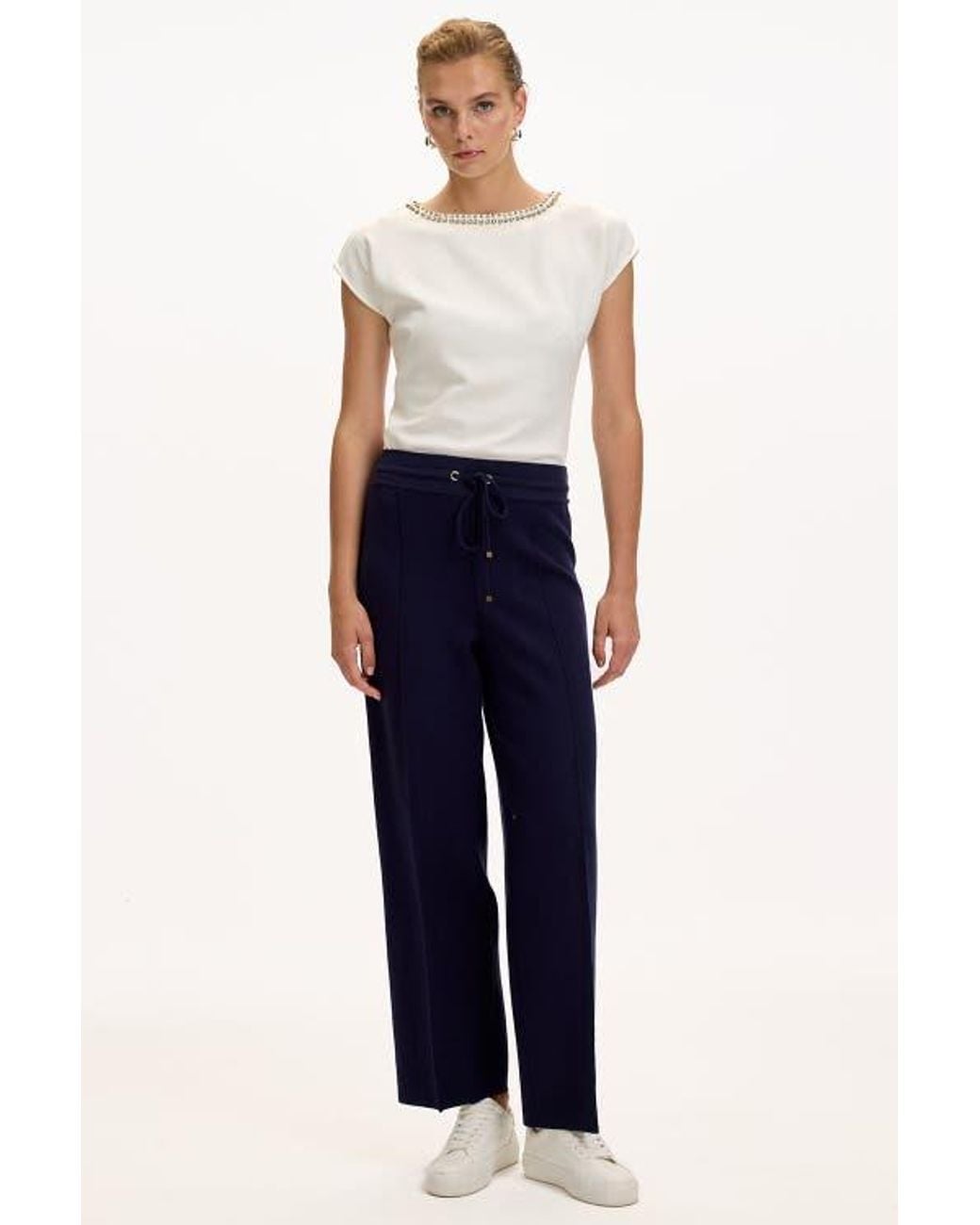 Exquise Blue Drawstring Knitted Trousers