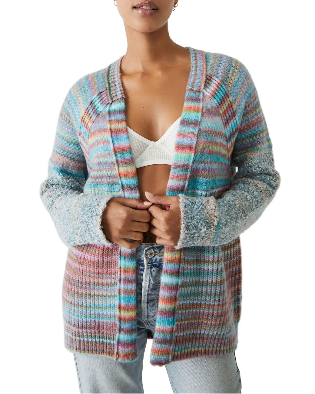 Free people top striped cardigan