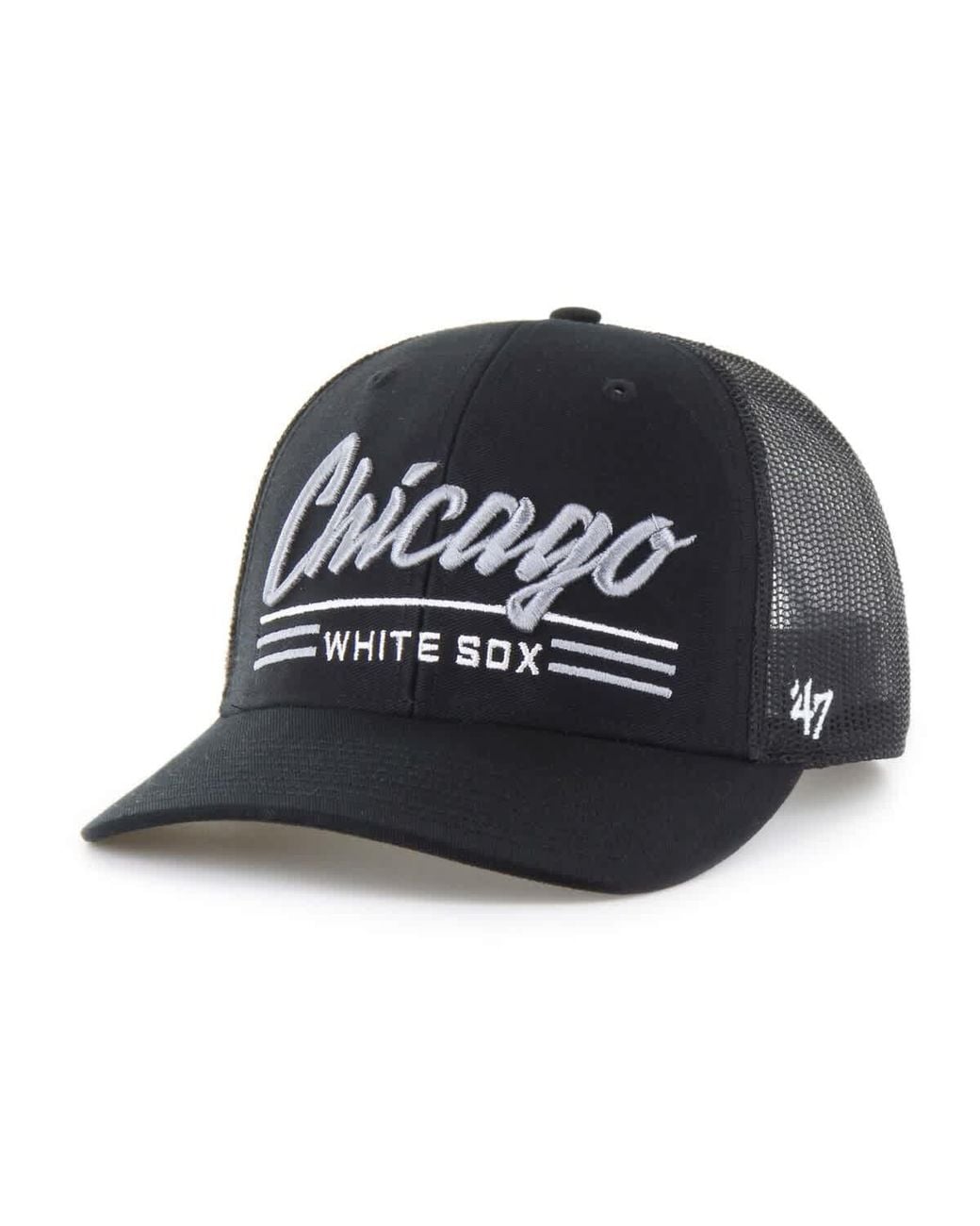 '47 Black Chicago Sox Garner Trucker Adjustable Hat for men
